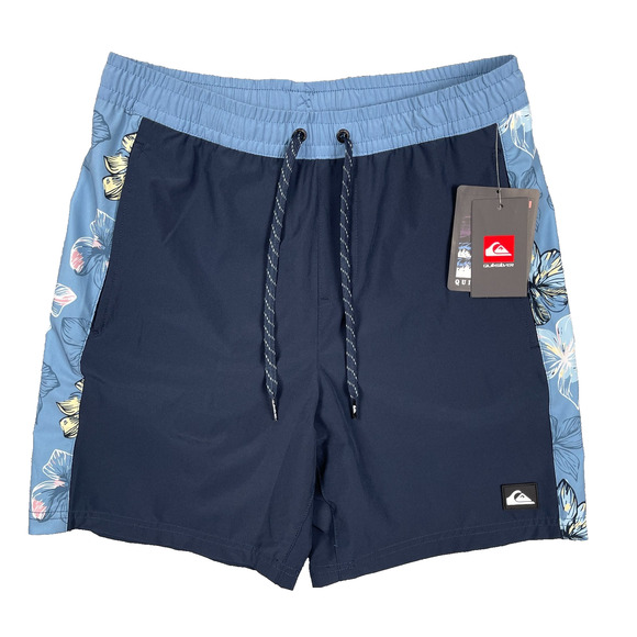 QuikSilver Eclipse Volley Trunks Mens S Floral Lined Drawstring Swim $80 MSRP - Picture 1 of 10